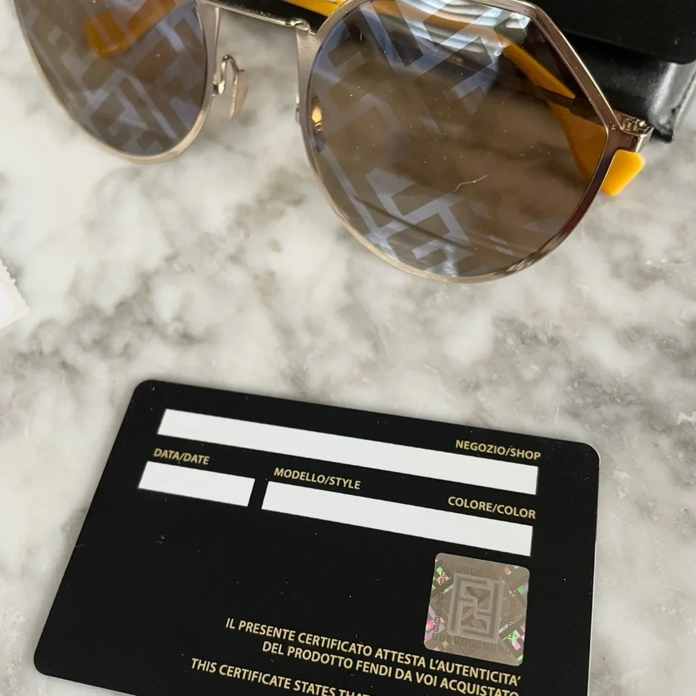Fendi Gold Frame Sunglasses with Brown Lenses - Picture 6 of 7